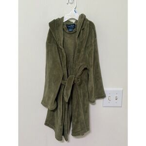 Free Style Dinosaur Hooded Robe‎ Plush Cozy Green Bath Sleep Loungewear Size 7